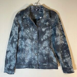 NWT. Lands’ End Girl’s XL (14/16) Tie Dye Denim Utility Jacket.